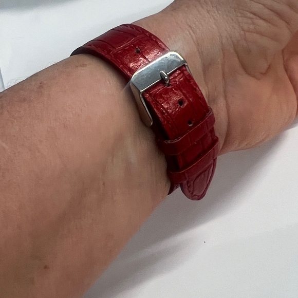Embassy by Gruen Wristwatch Red Croc Embossed Leather Strap - Needs Battery
